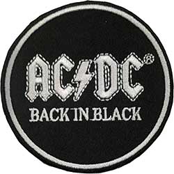 AC/DC Standard Woven Patch: Back In Black Circle