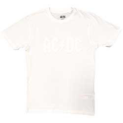 AC/DC Unisex Hi-Build T-Shirt: Logo (White-On-White)