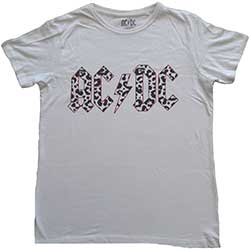 AC/DC Ladies T-Shirt: Mono Leopard Print Logo