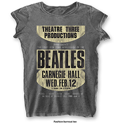 The Beatles Ladies T-Shirt: Carnegie Hall (Burnout)