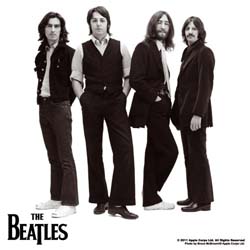 The Beatles Single Cork Coaster: Beatles on White Photo