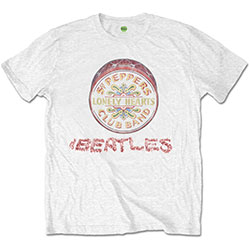 The Beatles Unisex T-Shirt: Flowers Logo & Drum