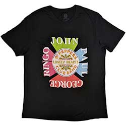 The Beatles Unisex T-Shirt: Sgt Pepper Drum & Names
