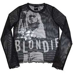 Blondie Ladies Long Sleeve T-Shirt: Mic Stand (Mesh)
