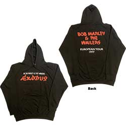 Bob Marley Unisex Pullover Hoodie: Exodus Wailers European Tour '77 (Back Print & Hi-Build)