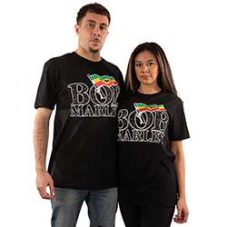 Bob Marley Unisex T-Shirt: Flag Logo (Embellished)