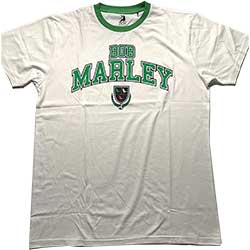 Bob Marley Unisex Ringer T-Shirt: Collegiate Crest