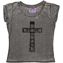 Black Sabbath Ladies T-Shirt: Vintage Cross (Burnout)