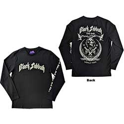 Black Sabbath Unisex Long Sleeve T-Shirt: The End Mushroom Cloud (Back & Sleeve Print)