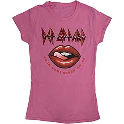 Def Leppard Ladies T-Shirt: Pour Some Sugar On Me Lips Tour 2019 (Ex-Tour) (Small)