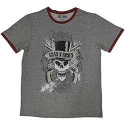Guns N' Roses Unisex Ringer T-Shirt: Faded Skull