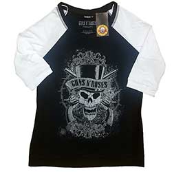 Guns N' Roses Ladies Raglan T-Shirt: Faded Skull