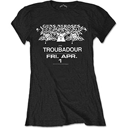 Guns N' Roses Ladies T-Shirt: Troubadour Flyer