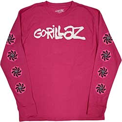 Gorillaz Unisex Long Sleeve T-Shirt: Repeat Pazuzu (Sleeve Print)