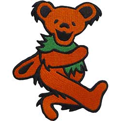 Grateful Dead Standard Woven Patch: Orange Dancing Bear
