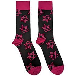 HIM Unisex Ankle Socks: Mini Pink Heartagrams (UK Size 7 - 11)