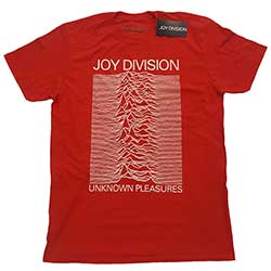 Joy Division Unisex T-Shirt: Unknown Pleasures White On Red