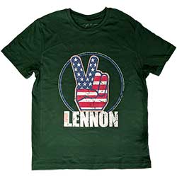 John Lennon Unisex T-Shirt: Peace Fingers US Flag