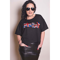 Judas Priest Ladies T-Shirt: Union (Boxy Style/Glitter Print)