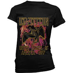 Led Zeppelin Ladies T-Shirt: Black Flames