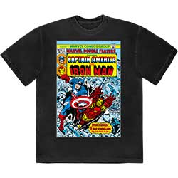 Marvel Comics Unisex T-Shirt: Captain America & Iron Man Comic Cover