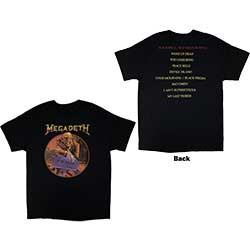 Megadeth Unisex T-Shirt: Peace Sells… Track list (Back Print)