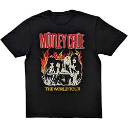 Motley Crue Unisex T-Shirt: Vintage World Tour Flames  