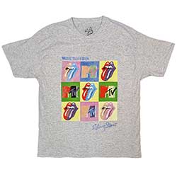 MTV Unisex T-Shirt: Rolling Stones Warhol Squares