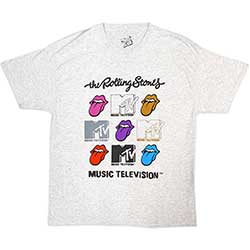MTV Unisex T-Shirt: Rolling Stones Logo Grids 