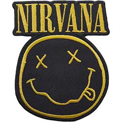 Nirvana Standard Woven Patch: Logo & Happy Face Cut-out