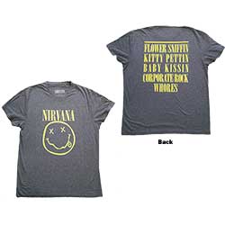 Nirvana Unisex T-Shirt: Yellow Happy Face (Back Print)