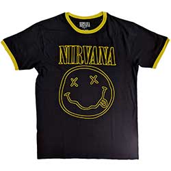 Nirvana Unisex Ringer T-Shirt: Outline Happy Face