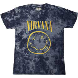 Nirvana Unisex T-Shirt: Happy Face Blue Stroke (Wash Collection)