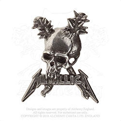 Metallica Pin Badge: Damage including skull
