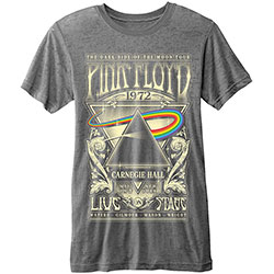 Pink Floyd Unisex T-Shirt: Carnegie Hall 1972 (Burnout) (Small)