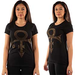 Prince Ladies T-Shirt: Gold Symbol (Embellished)