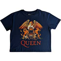 Queen Ladies Crop Top: Classic Crest