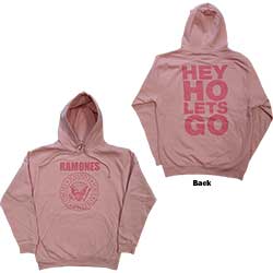 Ramones Unisex Pullover Hoodie: Pink Hey Ho Seal (Back Print)
