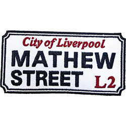 Road Sign Standard Woven Patch: Mathew Street, Liverpool Sign
