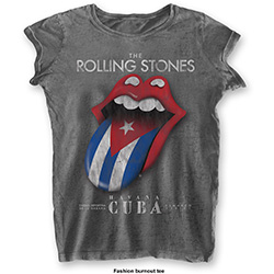 The Rolling Stones Ladies T-Shirt: Havana Cuba (Burnout)