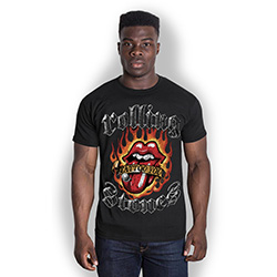 The Rolling Stones Unisex T-Shirt: Flaming Tattoo Tongue