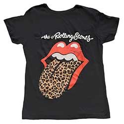 The Rolling Stones Ladies T-Shirt: Leopard Print Tongue
