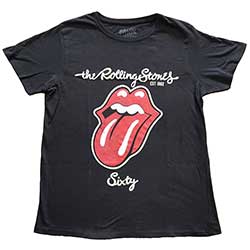 The Rolling Stones Ladies T-Shirt: Sixty Plastered Tongue (Suede Applique)