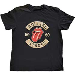 The Rolling Stones Unisex T-Shirt: Sixty Biker Tongue (Suede Flock)