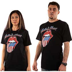 The Rolling Stones Unisex T-Shirt: USA Tongue (Embellished)