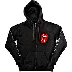 The Rolling Stones Unisex Zipped Hoodie: Hackney Diamonds Shattered Tongue (Sleeve Print)
