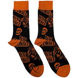 Rob Zombie Unisex Ankle Socks: Skull Face Orange (UK Size 7 - 11)