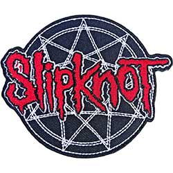 Slipknot Standard Woven Patch: Red Logo Over Nonogram