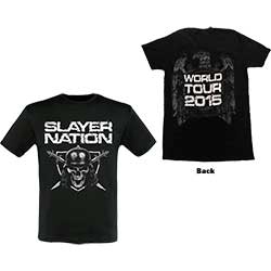 Slayer Unisex T-Shirt: Slayer Nation 2015 Dates (Ex-Tour & Back Print)