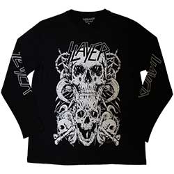 Slayer Unisex Long Sleeve T-Shirt: White Skulls (Sleeve Print)